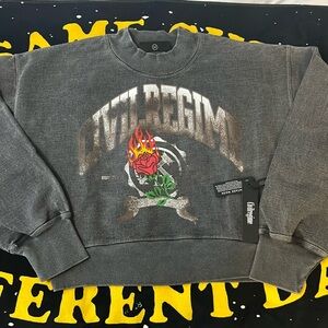 Civil Regime Pullover Sweatshirt Sofie Heavyweight Vintage Gray Rose Flame
